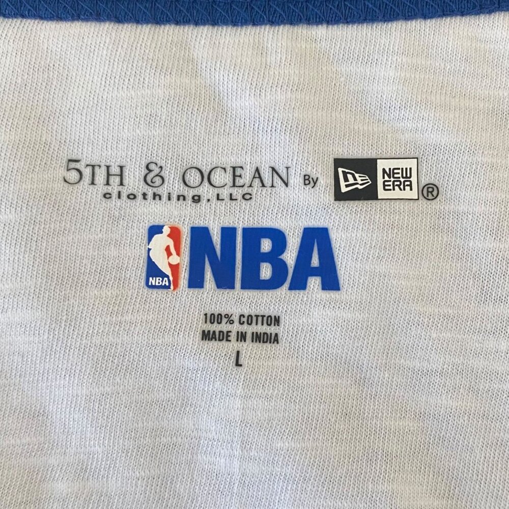 NBA Golden State Warriors Slub Slit Neck Shirt Blue Womens Large 3/4 Sleeves New - Picture 10 of 13